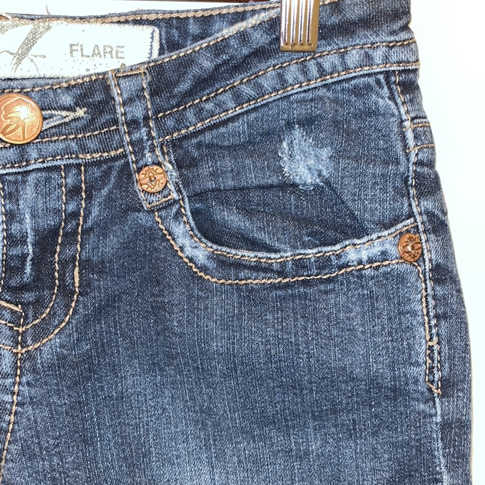 Seven7 Flare Distressed Jeans - Picture 5 of 12